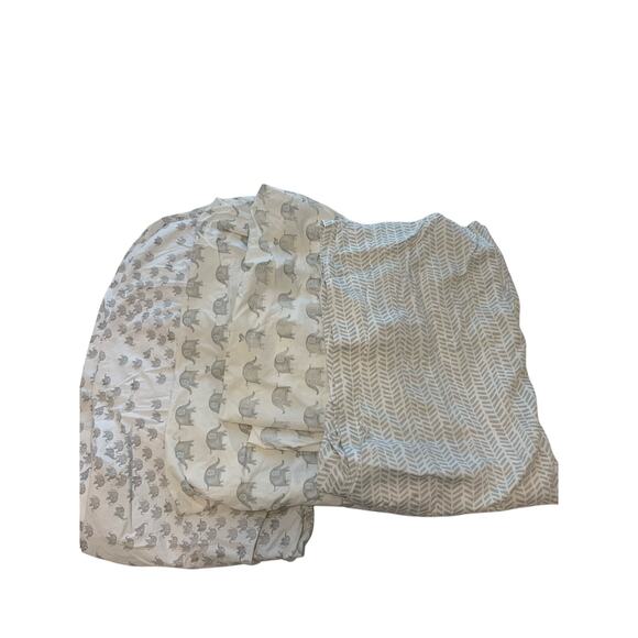 Pottery Barn Crib Sheets x4 (Elephants, Gray, Neutral) - Picture 1 of 6